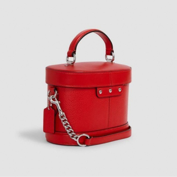 COACH Red Georgie Gem Crossbody Red Pebble Leather Shoulder Purse Handbag - Picture 2 of 3